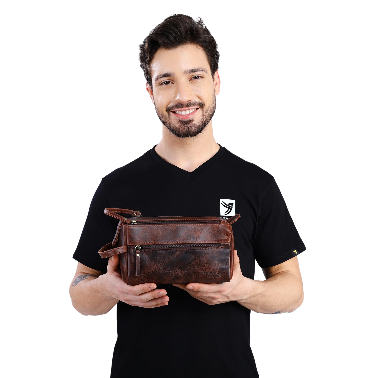 Mens Leather Multi Zipper Bag