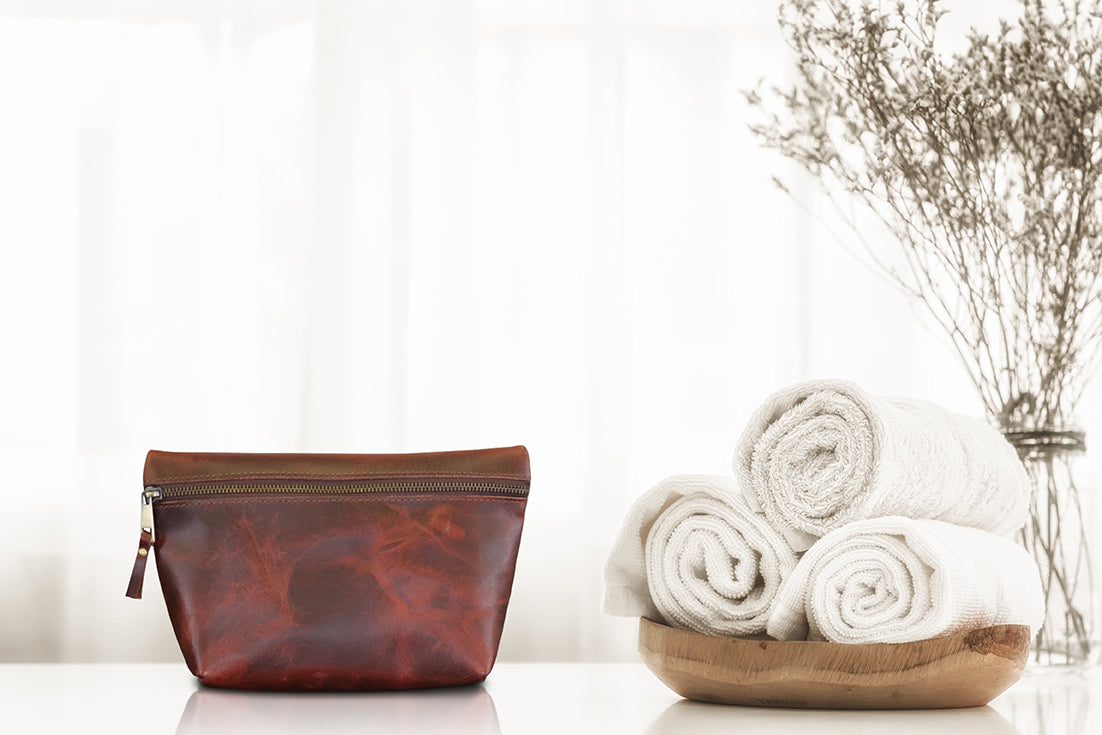 Leather Square Makeup Bag | AB
