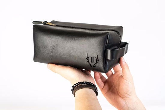 Mens Leather Toiletry Bag | Black