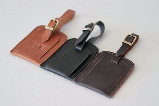 Leather Luggage Tag - Dark Brown