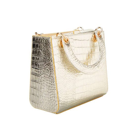 Mila Lady Tote  | Gold Croc