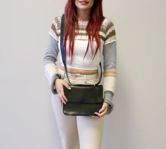 Leather Crossbody Tote Bags -Black