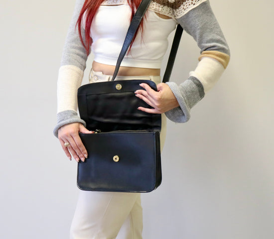 Leather Crossbody Tote Bags -Black