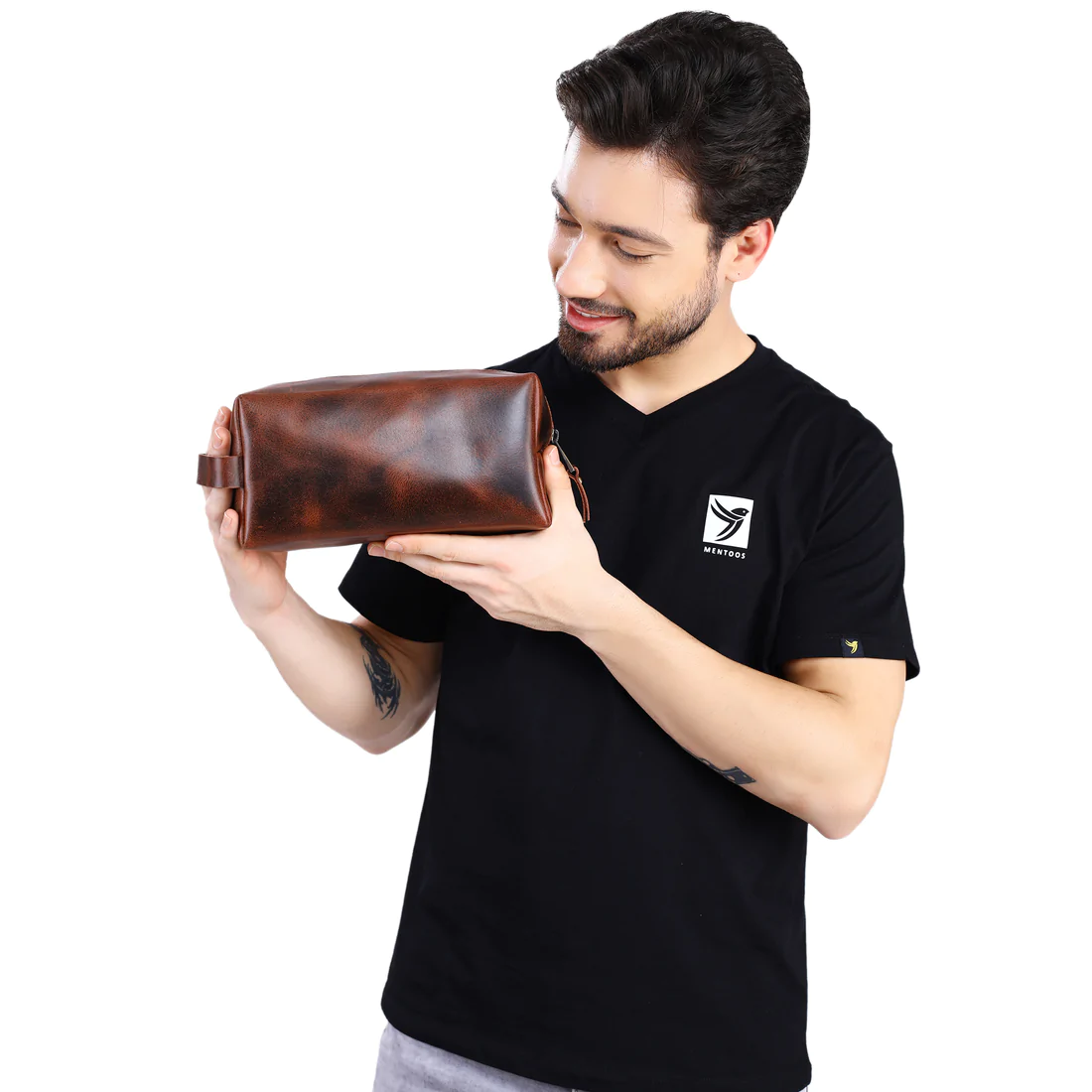 Load image into Gallery viewer, Mens Leather Toiletry Bag | Light Brown
