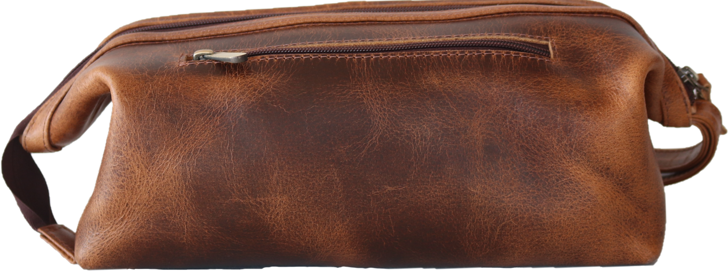 Leather Wire Toiletry Bag | Dark Brown