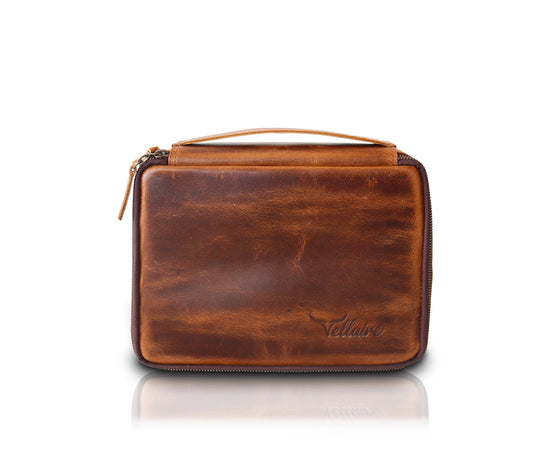 Leather Travel Makeup Bag | Dark Brown