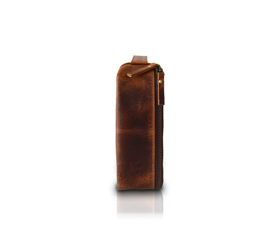Leather Travel Makeup Bag | Light Brown