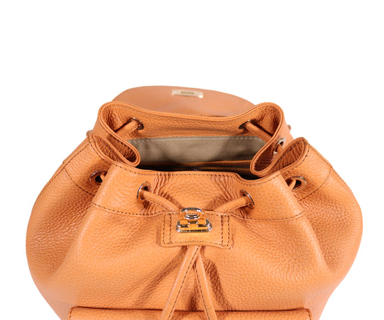 Leather Bucket Backpack | Orange