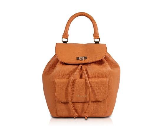 Leather Bucket Backpack | Orange