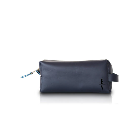 Load image into Gallery viewer, Mens Leather Toiletry Bag | Dark Blue
