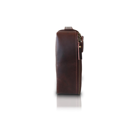Leather Travel Makeup Bag | Light Brown