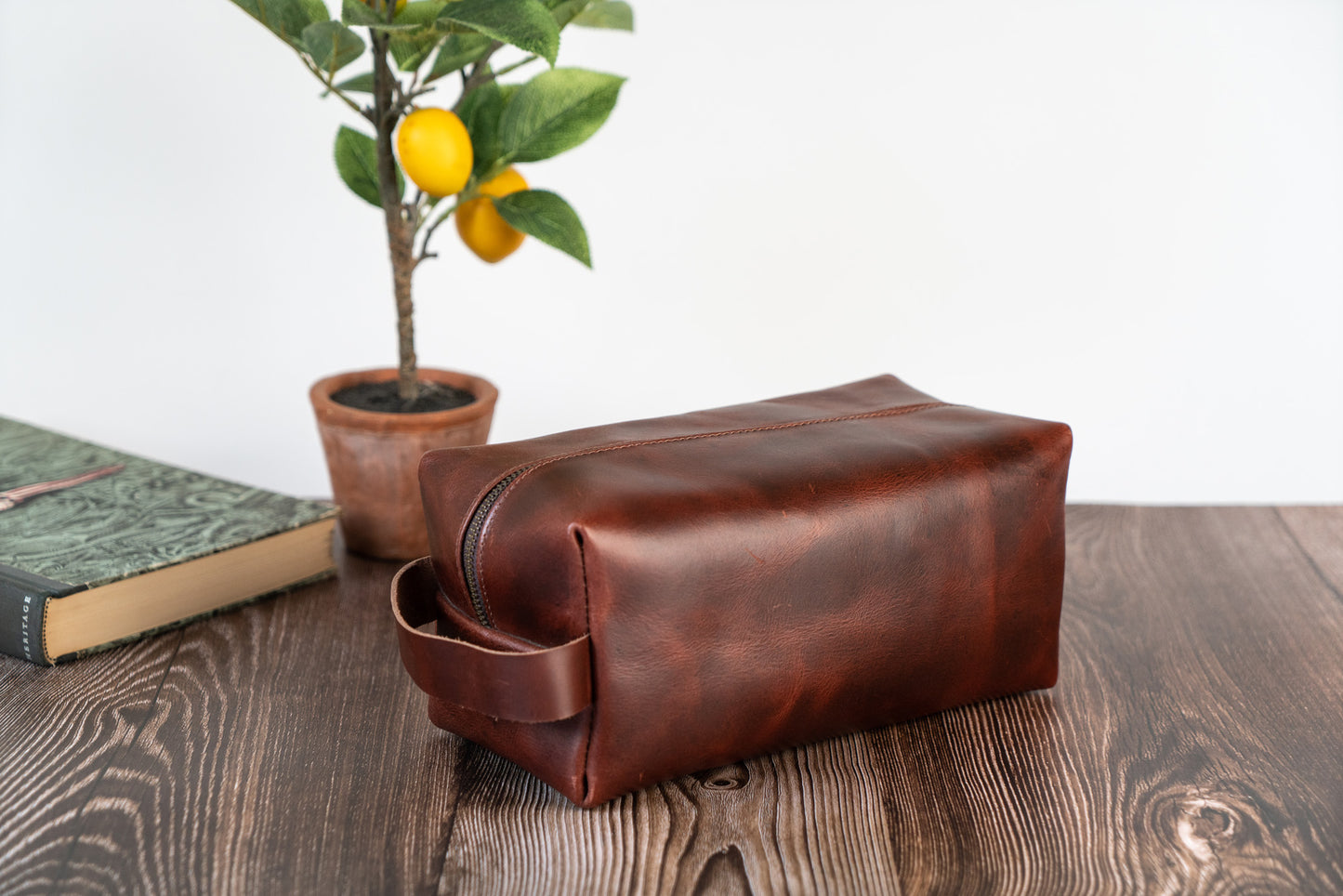 Load image into Gallery viewer, Mens Leather Toiletry Bag | Light Brown
