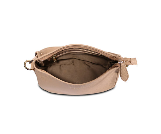 Leather Moon Crossbody Bag - Orange