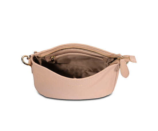 Leather Moon Crossbody Bag - Orange