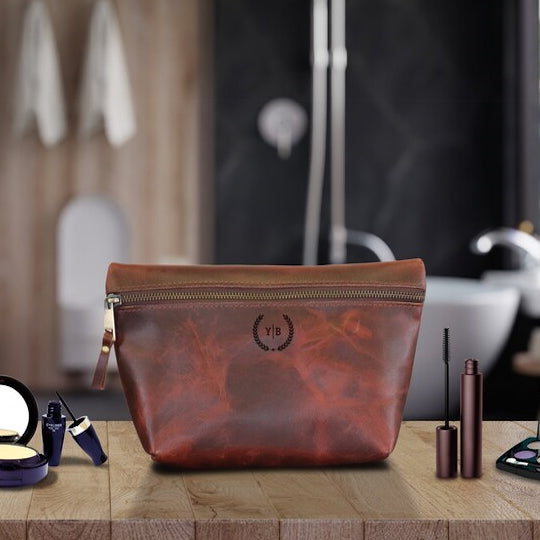 Leather Square Makeup Bag | LB