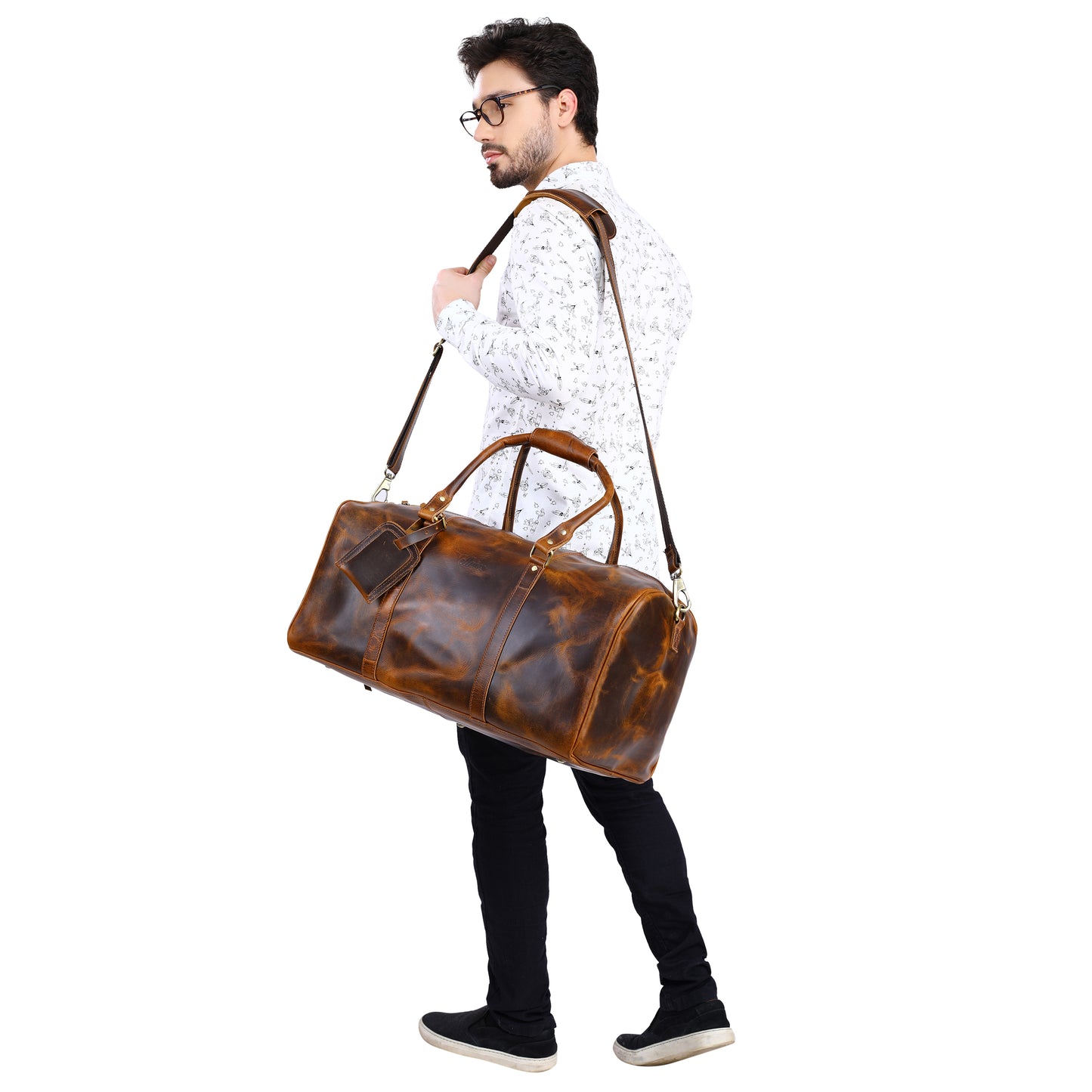 Load image into Gallery viewer, Leather Duffle Bag X-Large | Black
