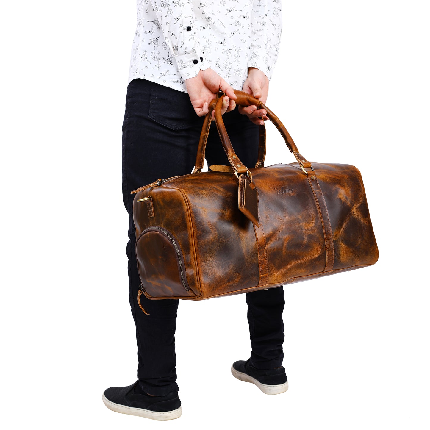 Load image into Gallery viewer, Leather Duffle Bag X-Large | Black
