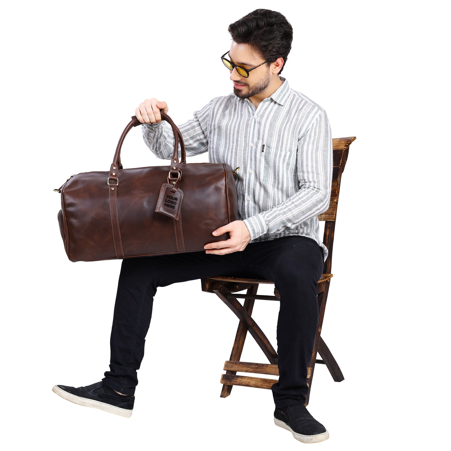 Leather Luggage Tag - Light Brown
