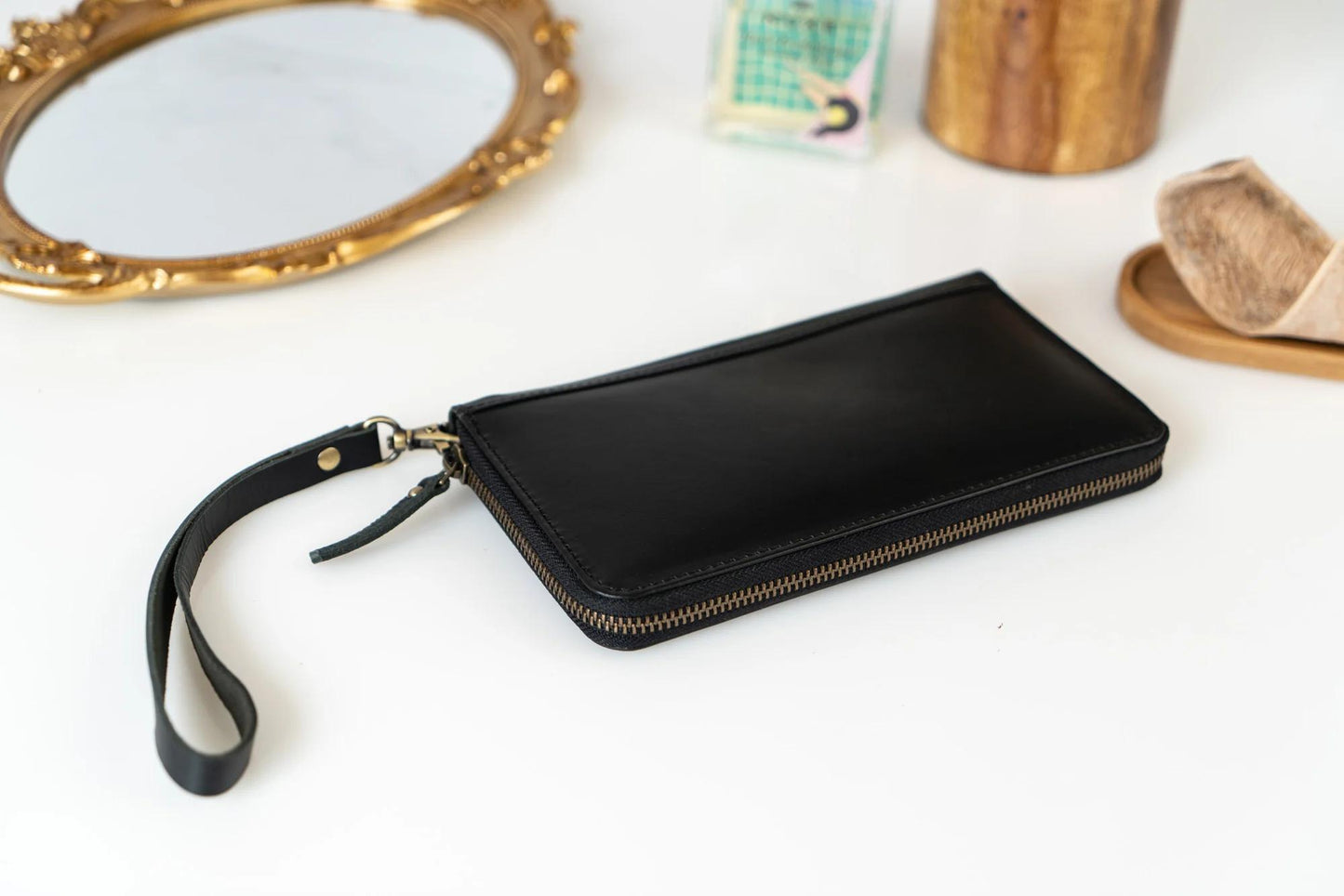 Leather Women Zipper Wallet | Dark Brown