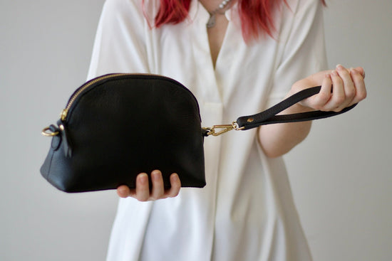 Leather Eclipse Crossbody Bags - Black