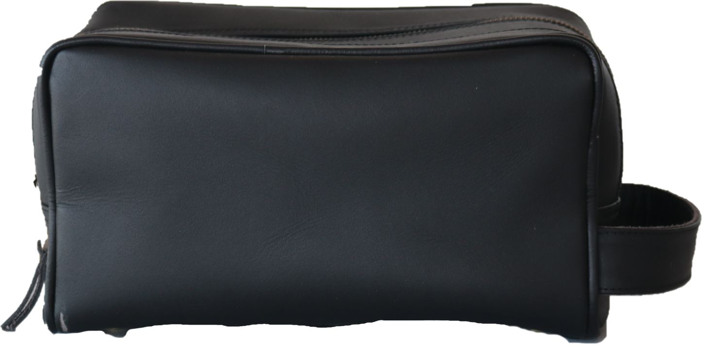 Leather Double Section Toiletry Bag | Dark Brown