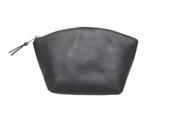 Load image into Gallery viewer, Leather Eclipse Makeup Bag | Dark Brown
