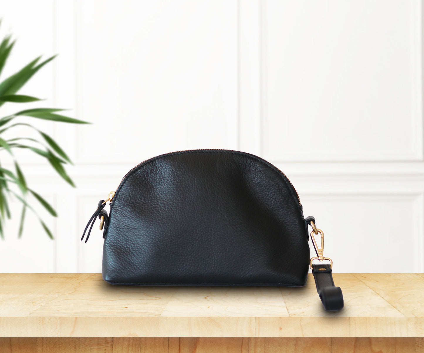 Black Leather Makeup Bag • Handcrafted in the USA