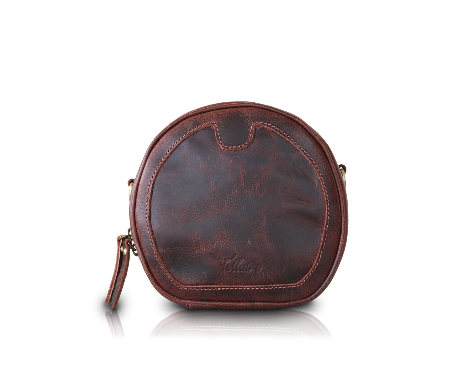 Leather Circle Crossbody Bag | Dark Brown