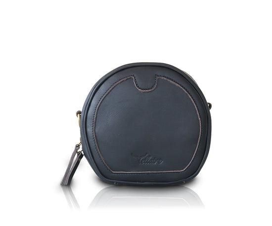 Leather Circle Crossbody Bag | Dark Brown