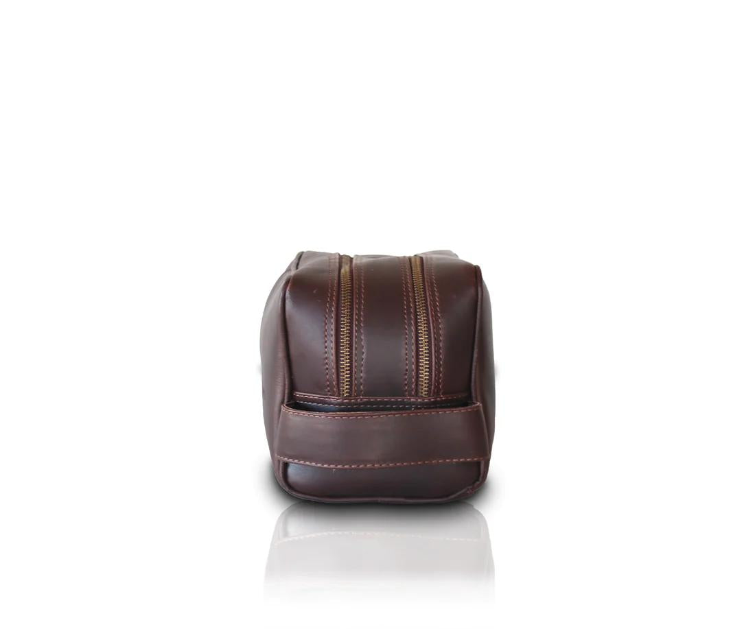 Leather Double Section Toiletry Bag | Light Brown