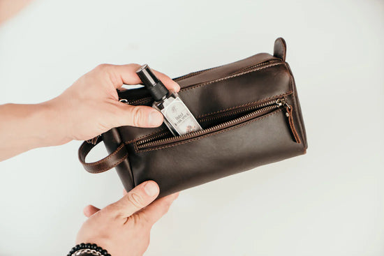 Leather Toiletry Multi zipper Bag | Black