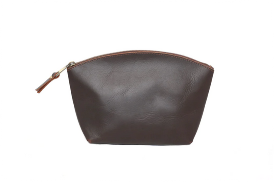 Leather Eclipse Makeup Bag | Light Brown