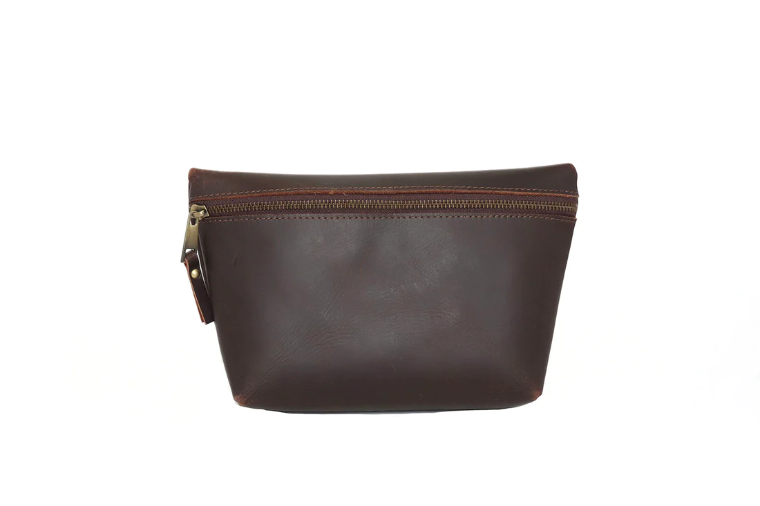 Load image into Gallery viewer, Leather Square Makeup Bag | Light Brown
