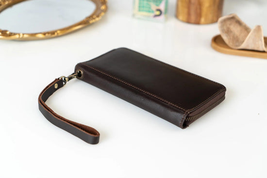 Leather Women Zipper Wallet | Light Brown