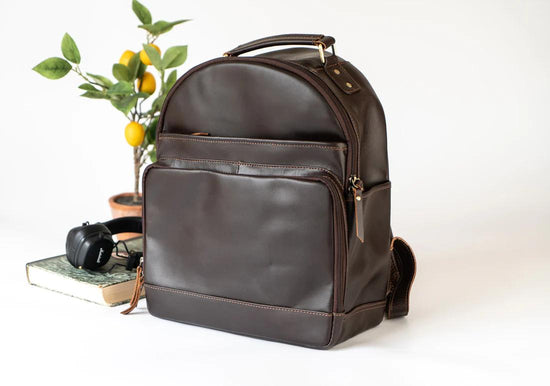 brown laptop backpack women& 39 Leather Backpack with Laptop Compartment