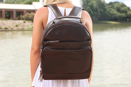 Leather Backpack with Laptop Compartment