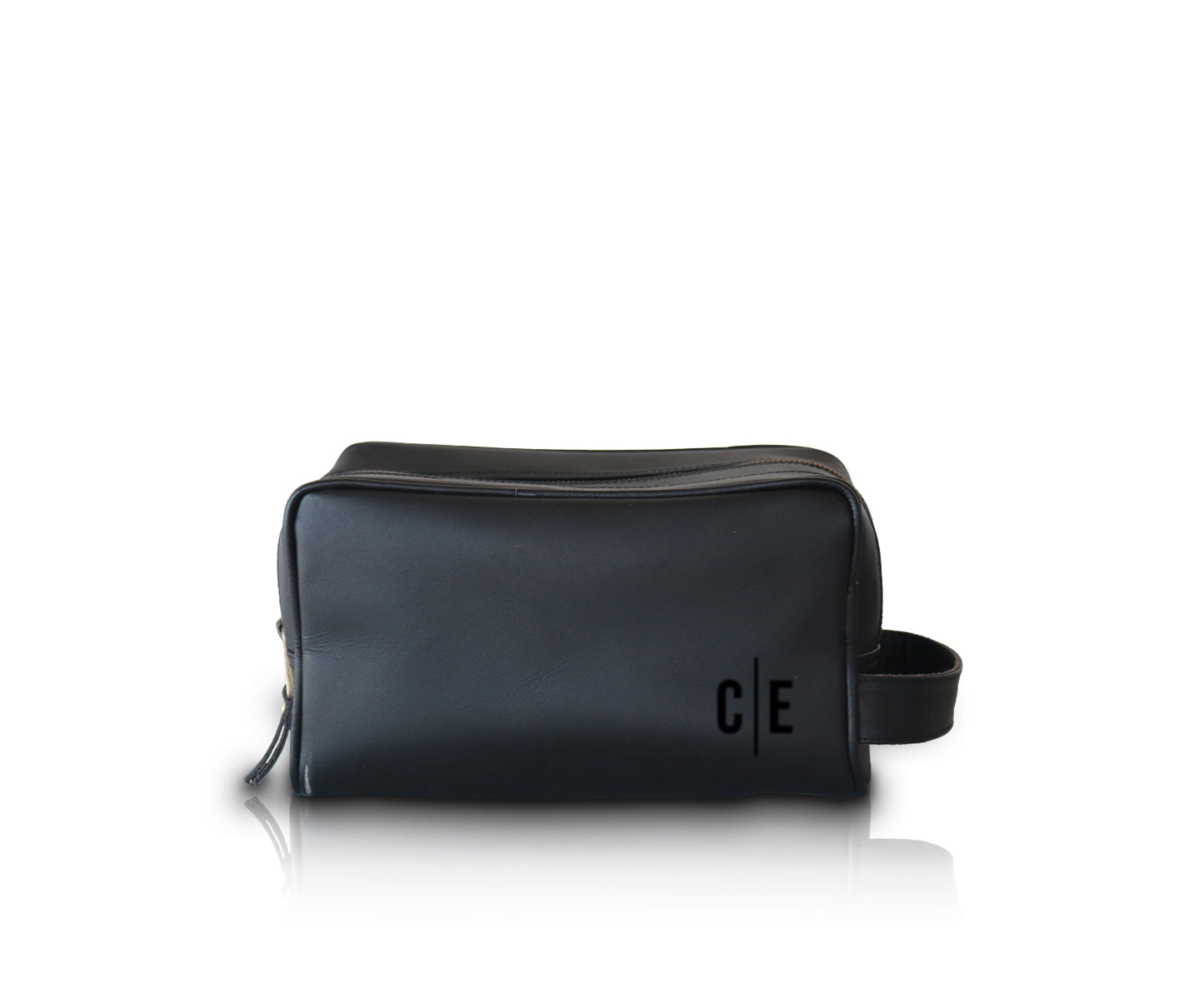 Leather Double Section Toiletry Bag | Black