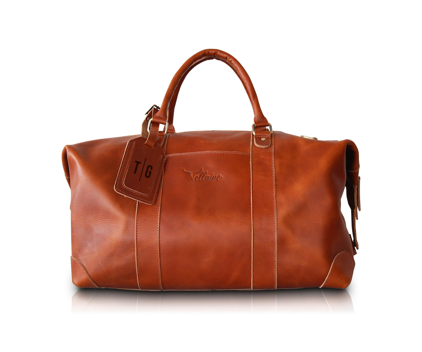 Leather Side Punch Duffle Bag | Antique Brown