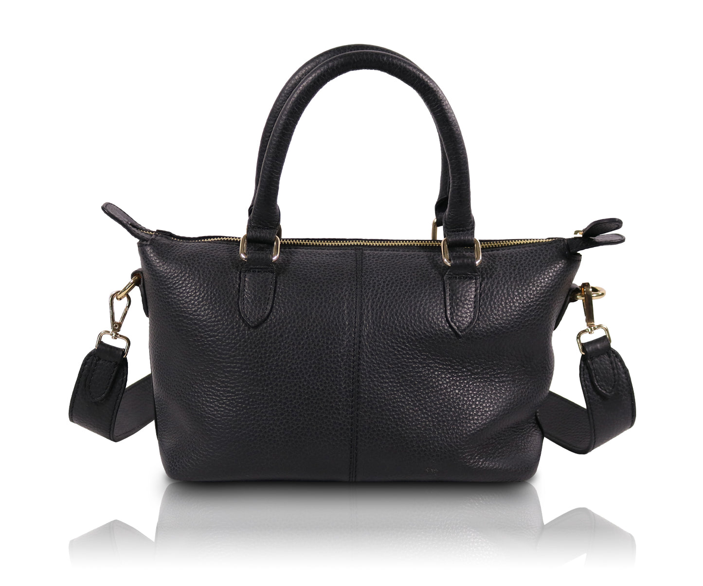 Leather Satchel Bag - Black