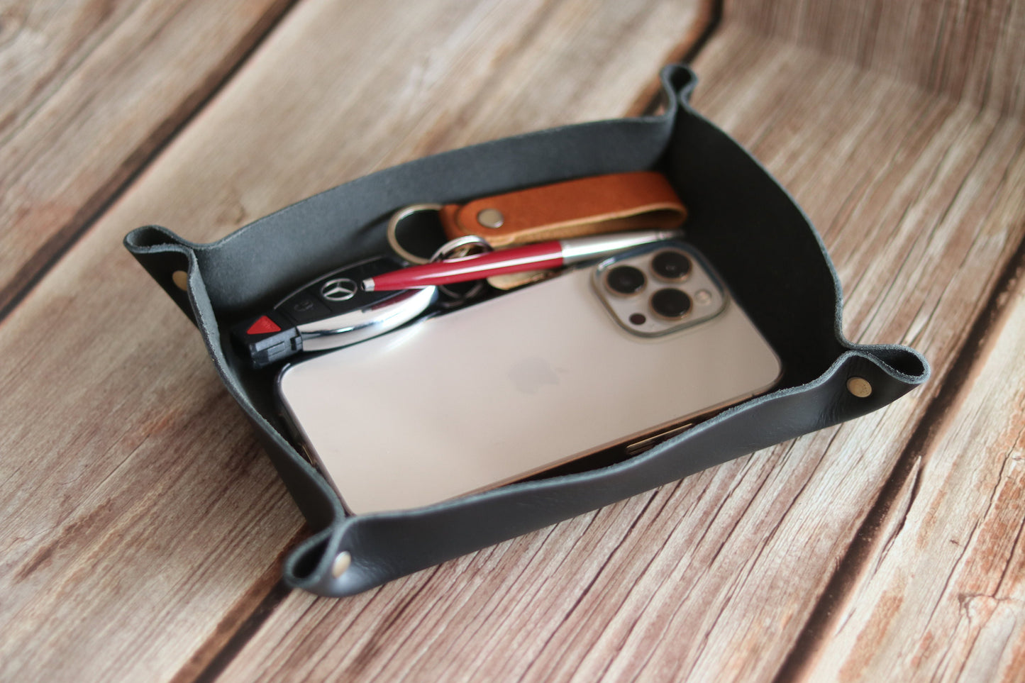 Leather Valet Tray - Black