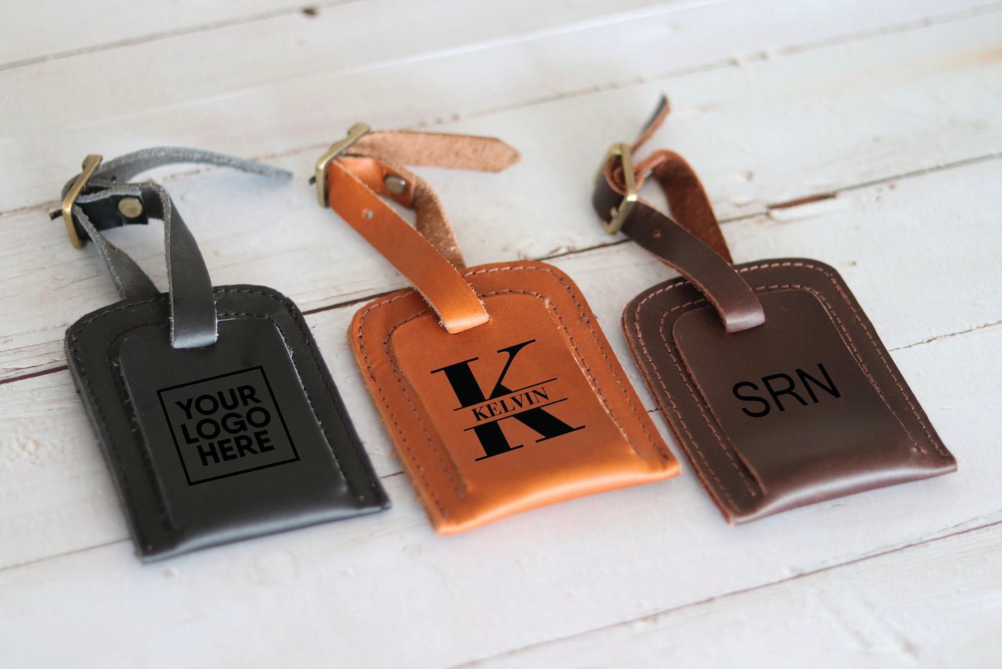 Leather Luggage Tag - Black