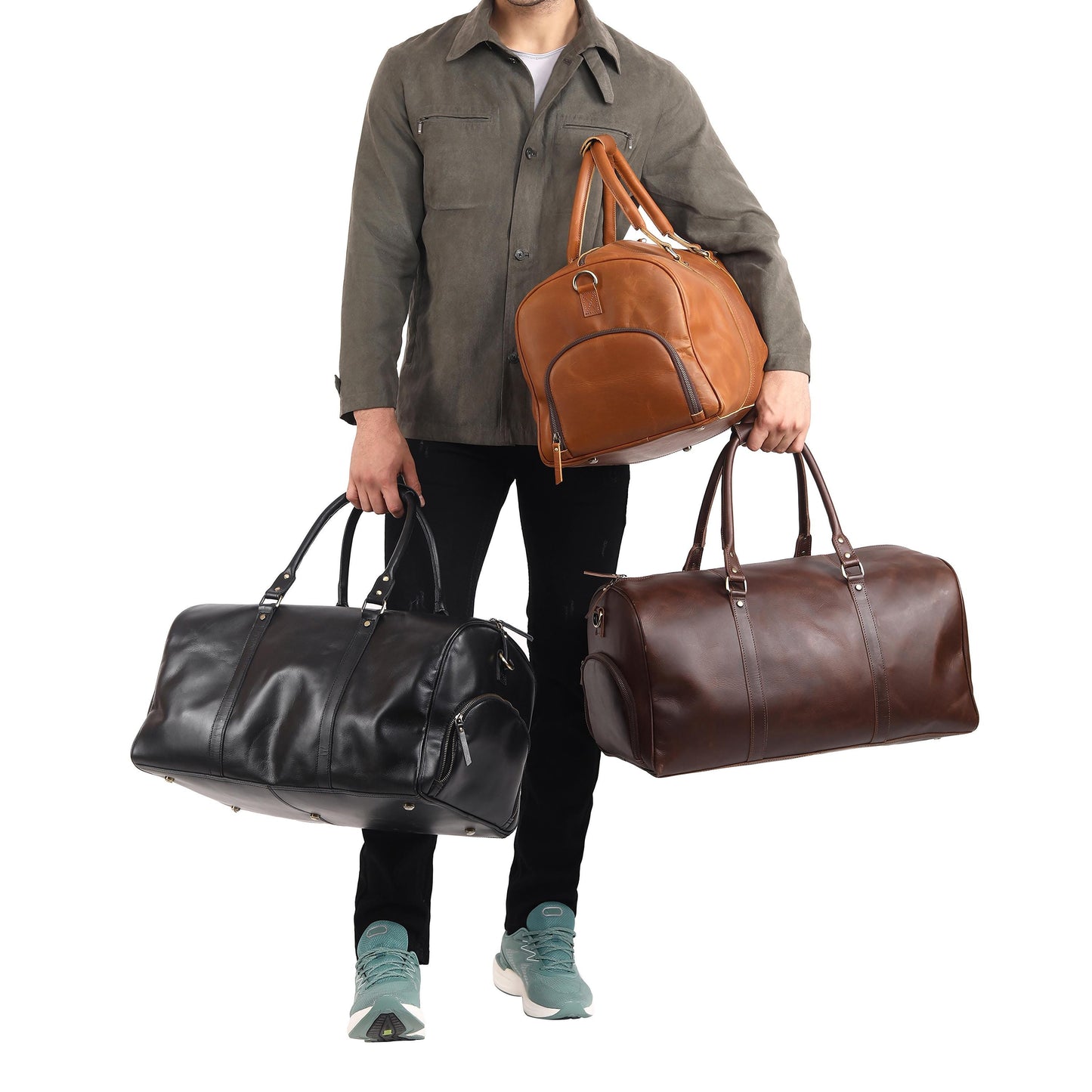 Wholesale Leather Duffle Bag X-Large | 11 Black, 11 Dark Brown, 11 Light Brown