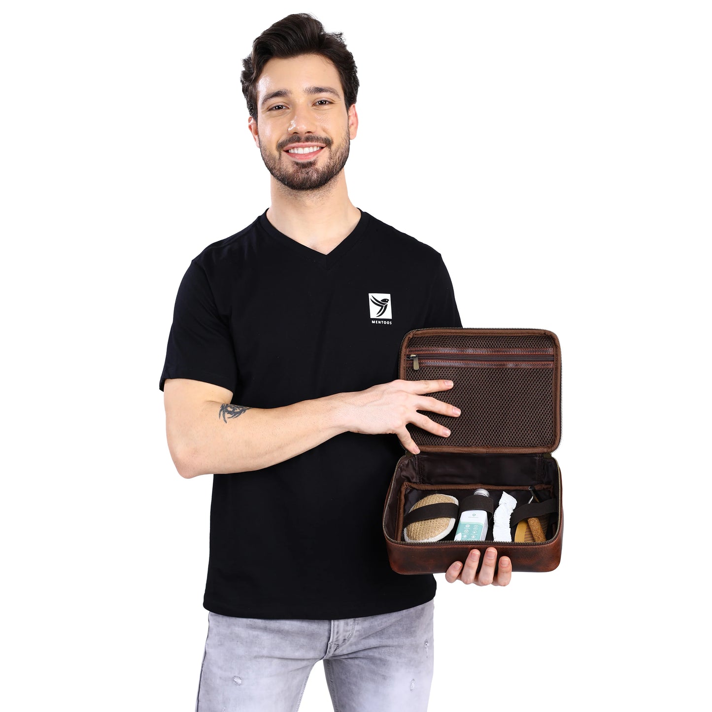 Mens Leather Travel Organizer Bag