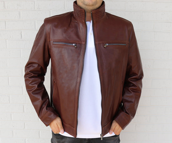 Men Sport Leather Jacket | Black