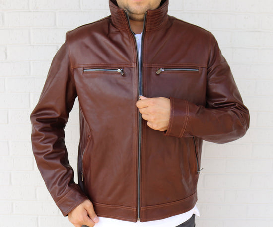Men Sport Leather Jacket | Black