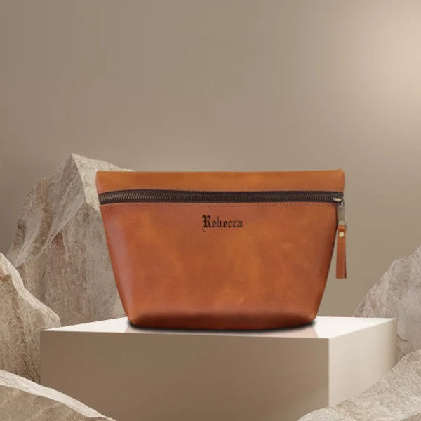 Leather Square Makeup Bag | AB