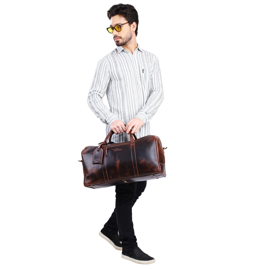 Load image into Gallery viewer, Leather Weekender Duffle Bag | Light Brown
