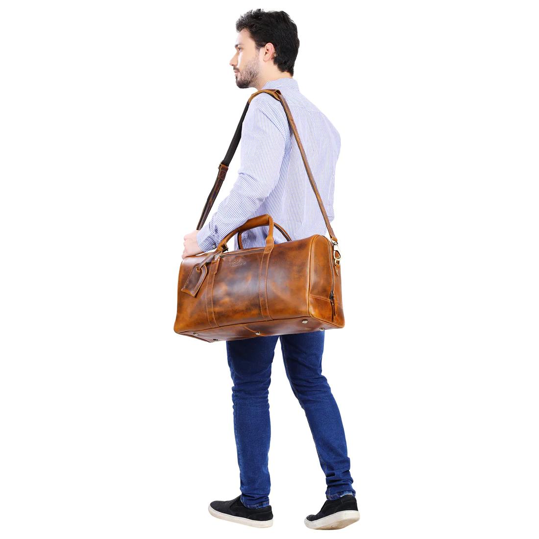 Leather Weekender Duffle Bag | Dark Brown