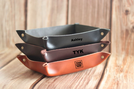 Leather Valet Tray - Light Brown