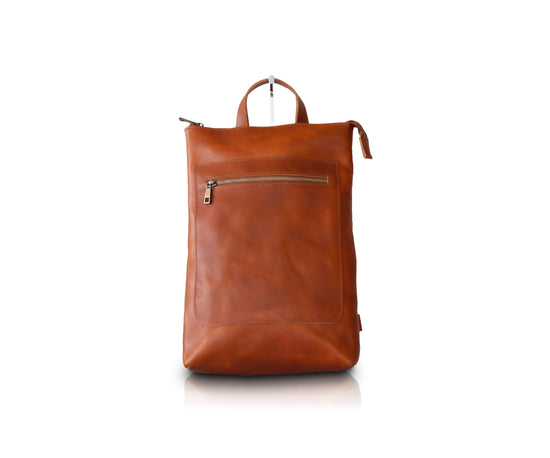 Leather Lightweight Backpack Purse | Light Brown